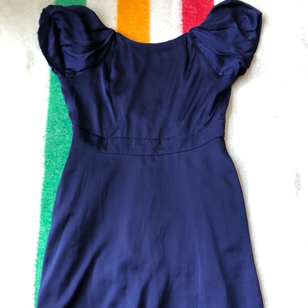 Sz 10 bcbg blue satin backless dress